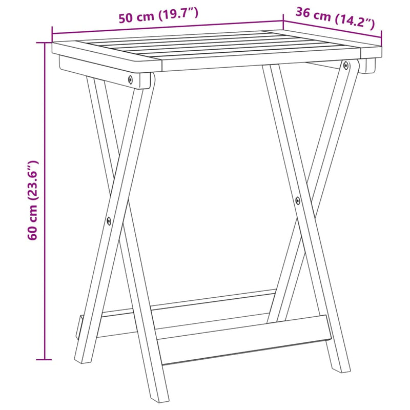 vidaXL Folding Garden Table 50x36x60 cm Solid Wood Acacia