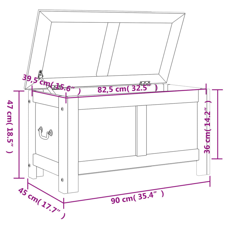 Storage Chest with Lid Brown Solid Wood Acacia