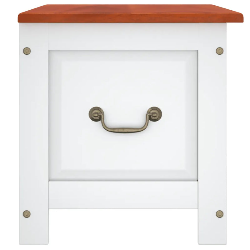 Storage Chest with Lid Brown and White Solid Wood Acacia