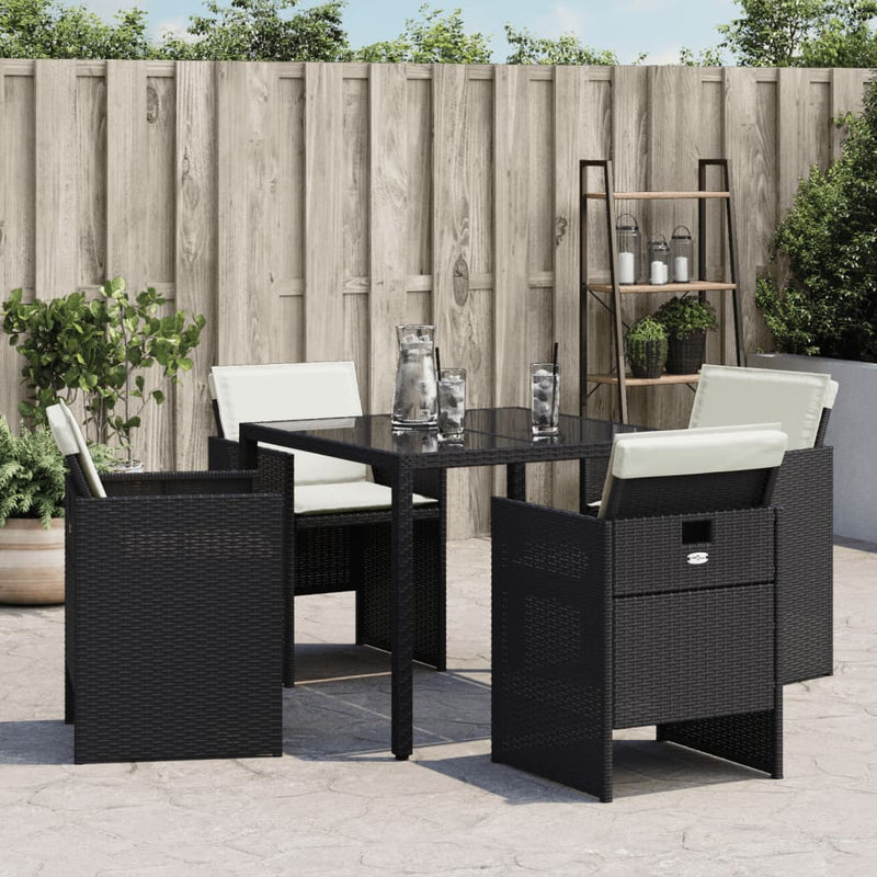 vidaXL Garden Chairs with Cushions 4 pcs Black Poly Rattan