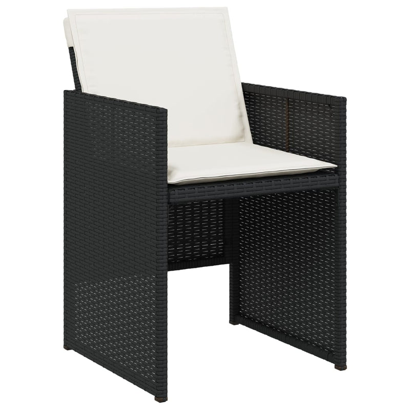 vidaXL Garden Chairs with Cushions 4 pcs Black Poly Rattan