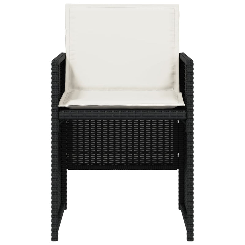 vidaXL Garden Chairs with Cushions 4 pcs Black Poly Rattan