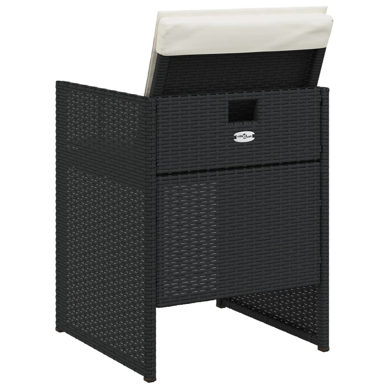 vidaXL Garden Chairs with Cushions 4 pcs Black Poly Rattan