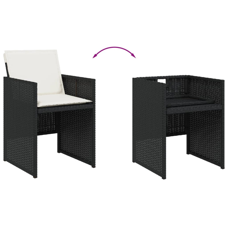 vidaXL Garden Chairs with Cushions 4 pcs Black Poly Rattan