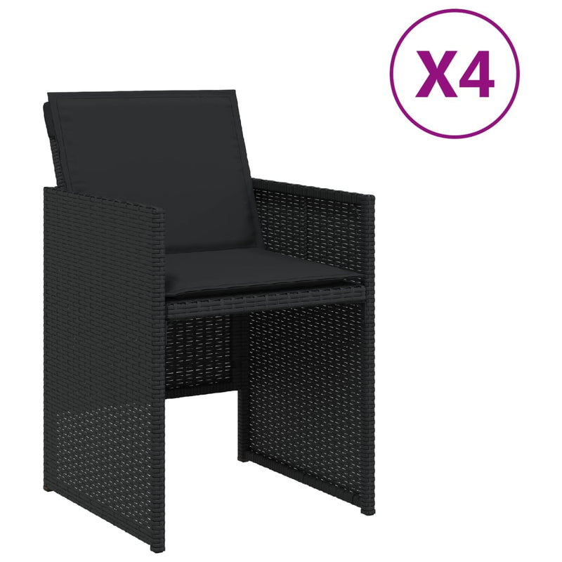 vidaXL Garden Chairs with Cushions 4 pcs Black Poly Rattan