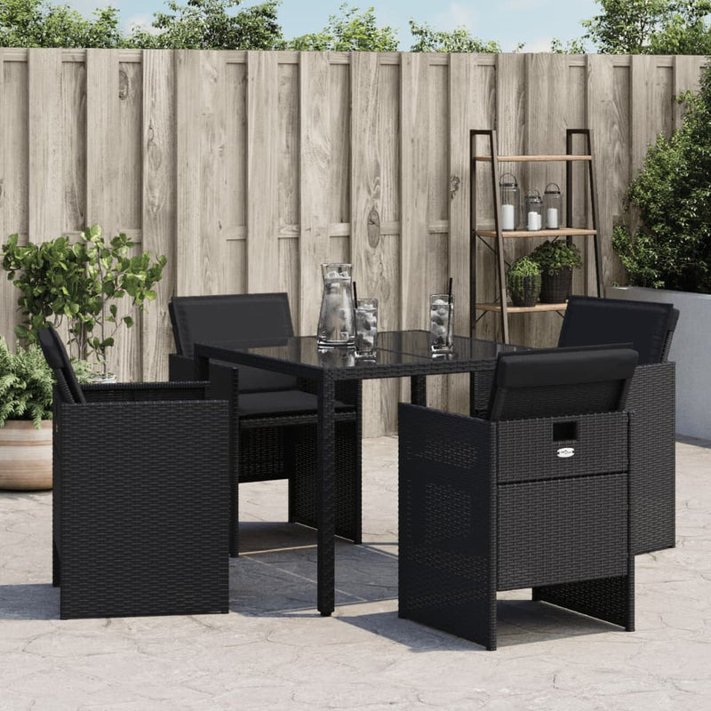 vidaXL Garden Chairs with Cushions 4 pcs Black Poly Rattan
