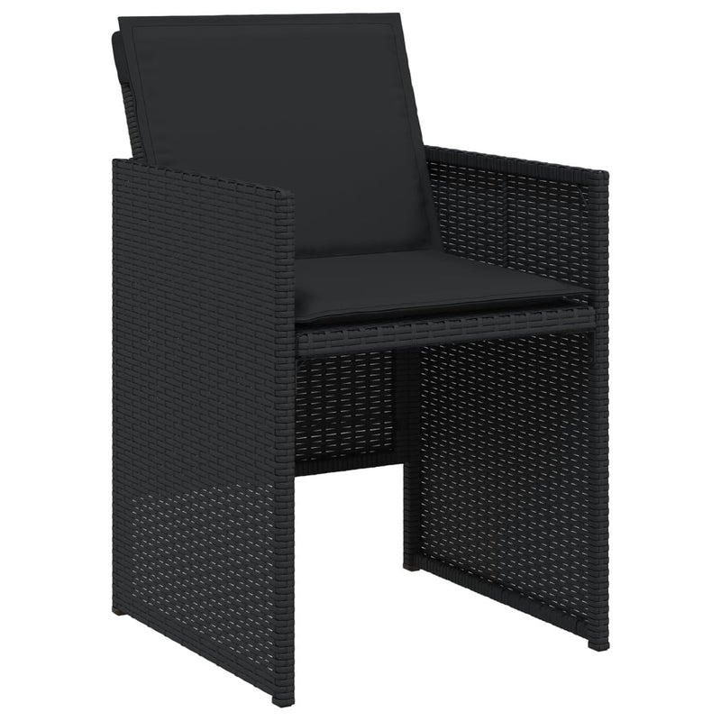 vidaXL Garden Chairs with Cushions 4 pcs Black Poly Rattan