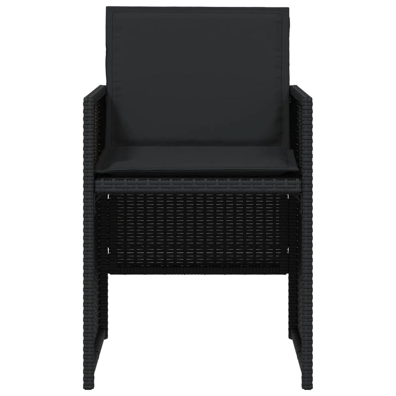 vidaXL Garden Chairs with Cushions 4 pcs Black Poly Rattan