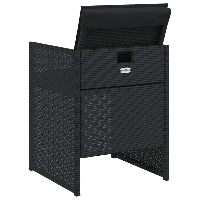 vidaXL Garden Chairs with Cushions 4 pcs Black Poly Rattan
