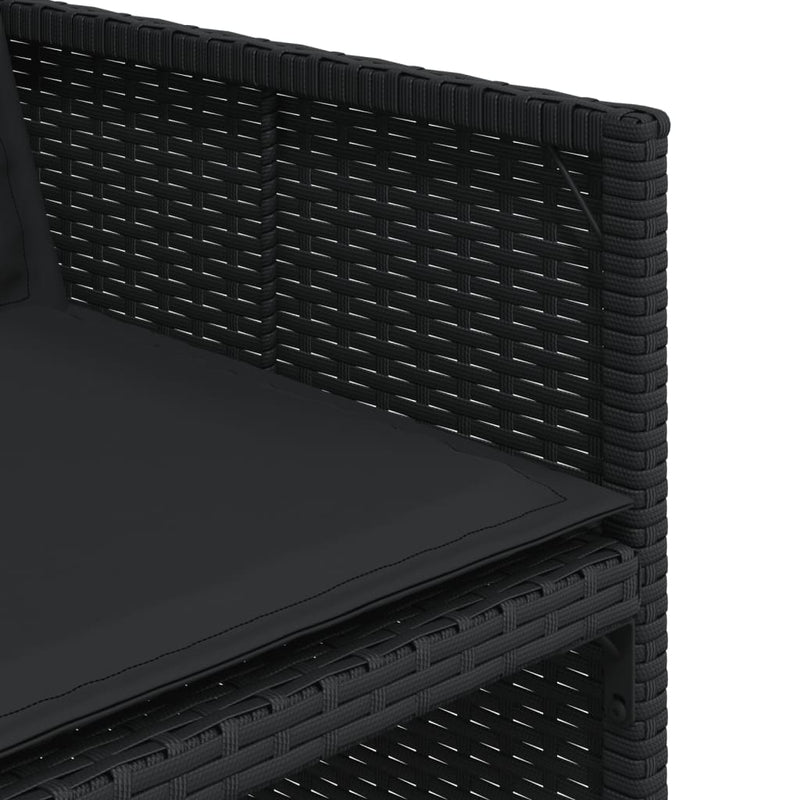 vidaXL Garden Chairs with Cushions 4 pcs Black Poly Rattan