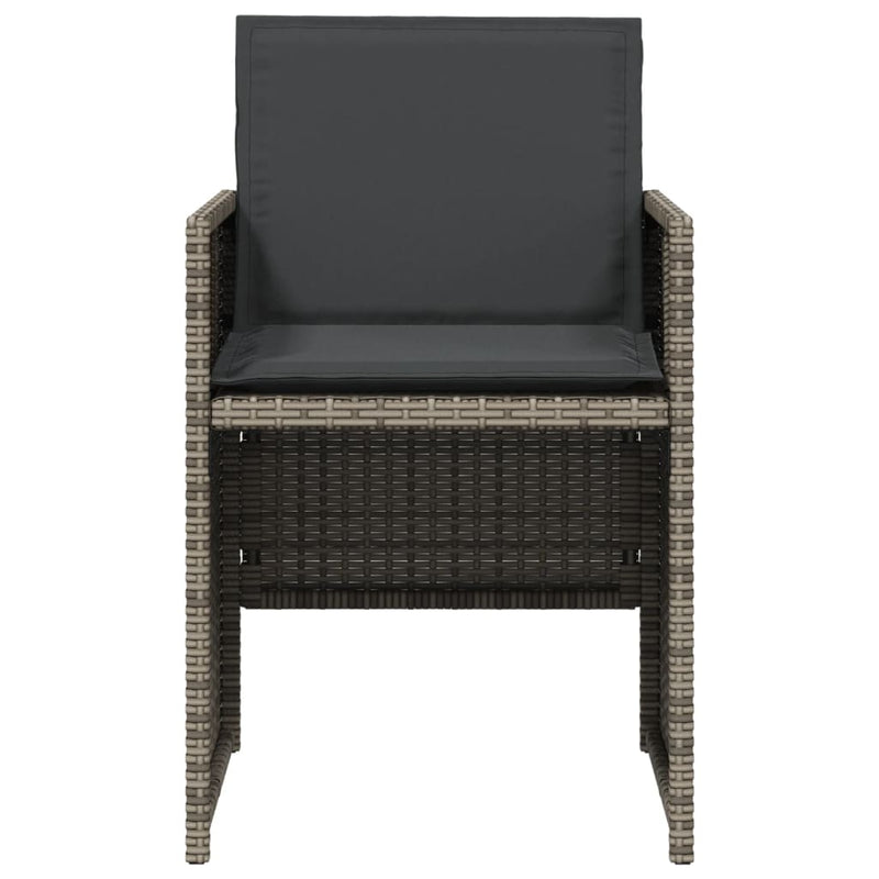 vidaXL Garden Chairs with Cushions 4 pcs Grey Poly Rattan