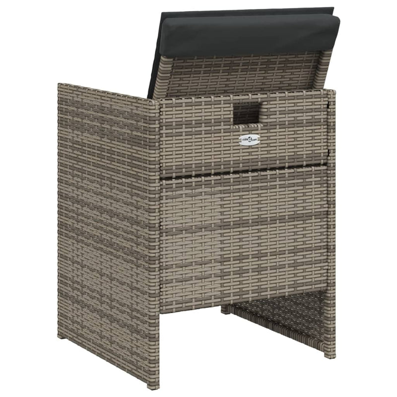 vidaXL Garden Chairs with Cushions 4 pcs Grey Poly Rattan
