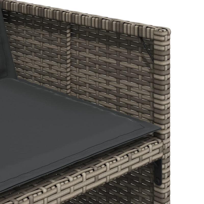 vidaXL Garden Chairs with Cushions 4 pcs Grey Poly Rattan