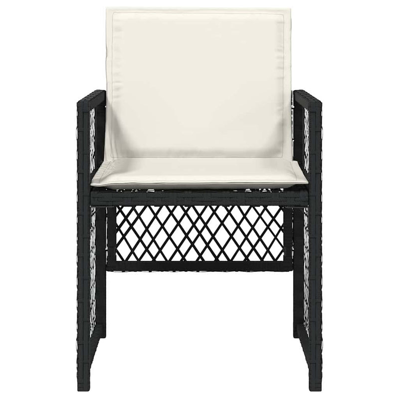 Garden Chairs with Cushions 4 pcs Black Poly Rattan