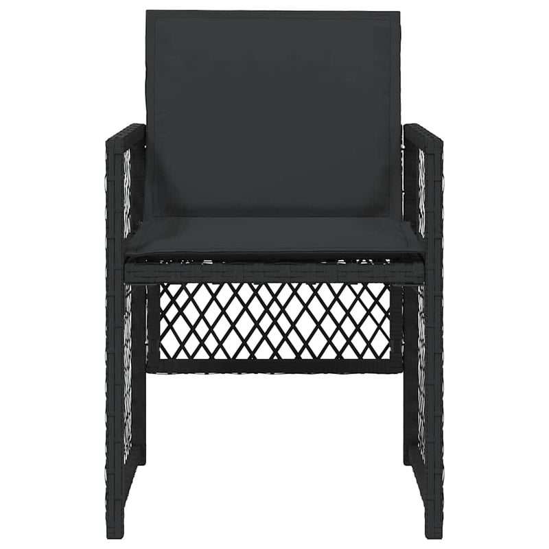 Garden Chairs with Cushions 4 pcs Black Poly Rattan