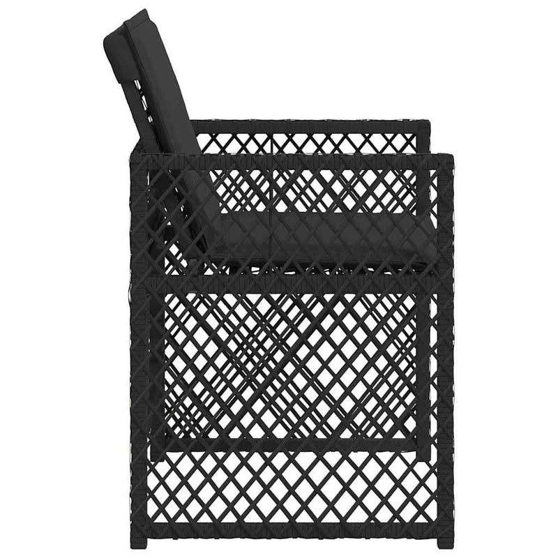 Garden Chairs with Cushions 4 pcs Black Poly Rattan
