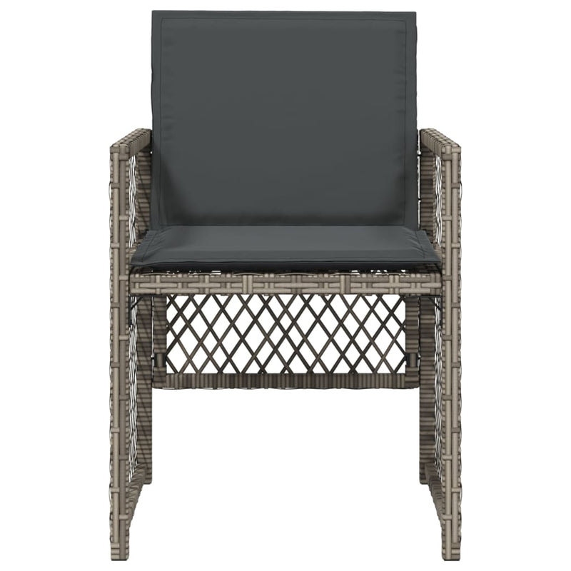 Garden Chairs with Cushions 4 pcs Grey Poly Rattan