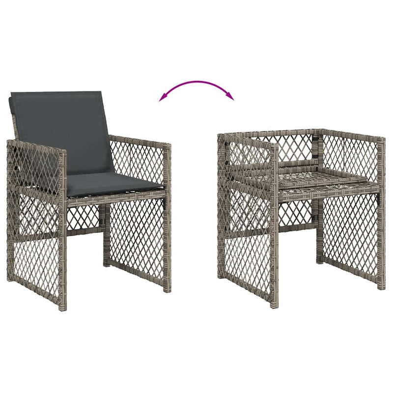 Garden Chairs with Cushions 4 pcs Grey Poly Rattan