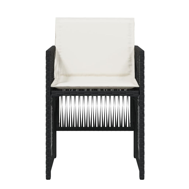 Garden Chairs with Cushions 4 pcs Black Poly Rattan
