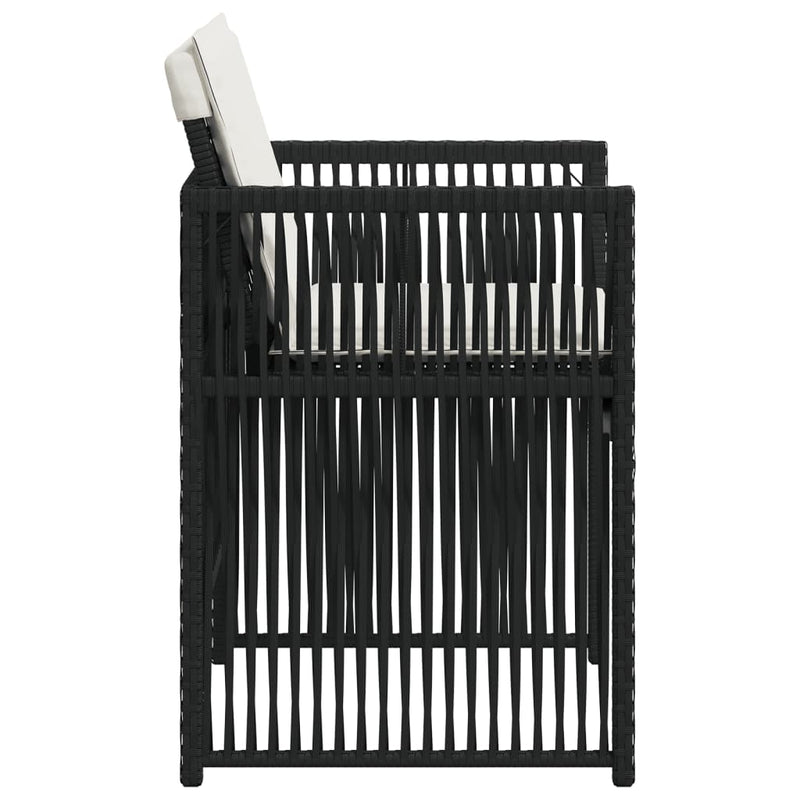 Garden Chairs with Cushions 4 pcs Black Poly Rattan