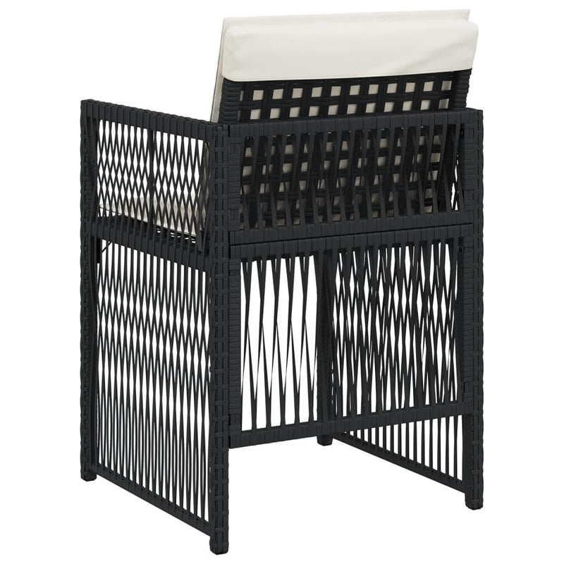 Garden Chairs with Cushions 4 pcs Black Poly Rattan