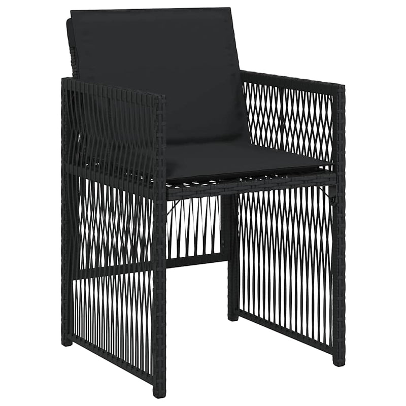 Garden Chairs with Cushions 4 pcs Black Poly Rattan