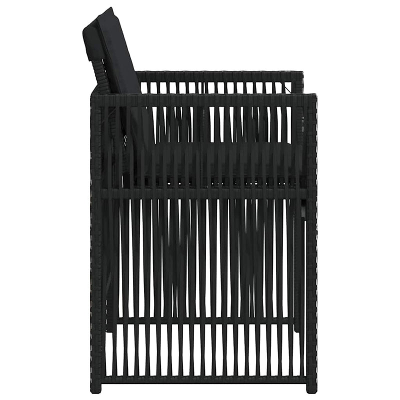 Garden Chairs with Cushions 4 pcs Black Poly Rattan