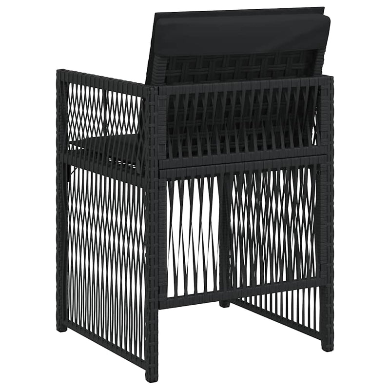Garden Chairs with Cushions 4 pcs Black Poly Rattan