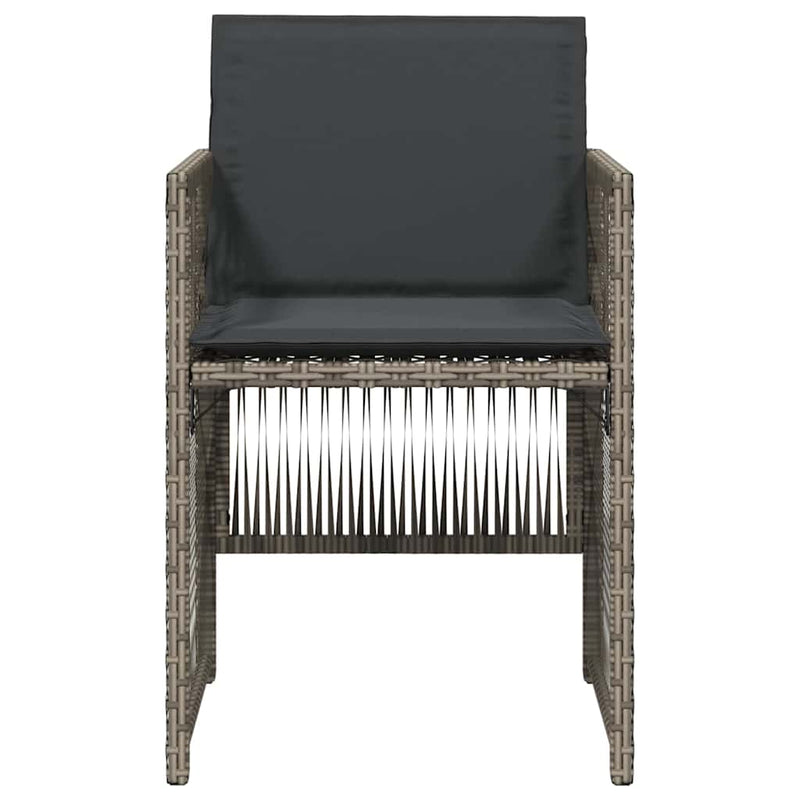 Garden Chairs with Cushions 4 pcs Grey Poly Rattan