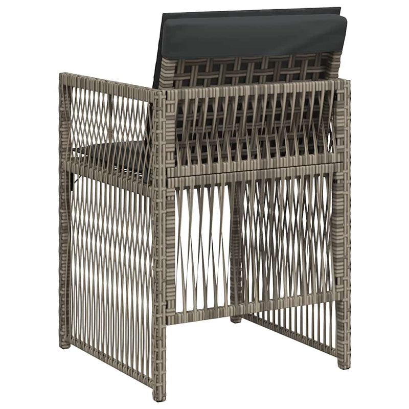 Garden Chairs with Cushions 4 pcs Grey Poly Rattan