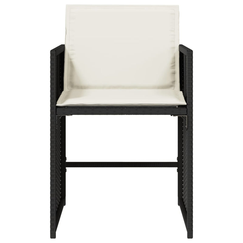 vidaXL Garden Chairs with Cushions 4 pcs Black Poly Rattan