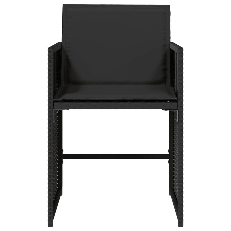vidaXL Garden Chairs with Cushions 4 pcs Black Poly Rattan