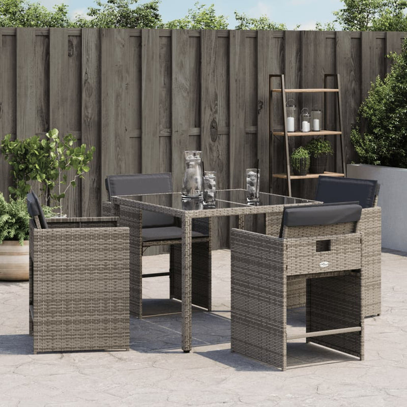 vidaXL Garden Chairs with Cushions 4 pcs Grey Poly Rattan