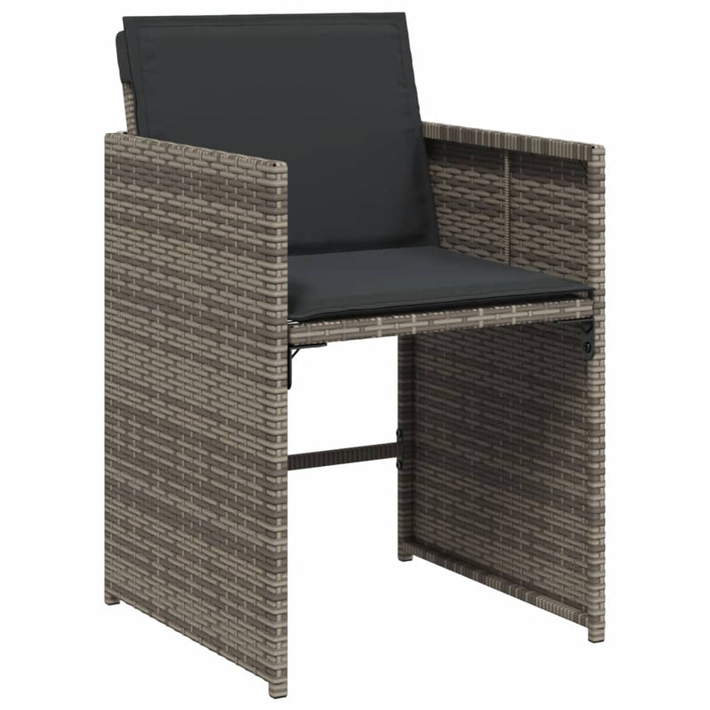 vidaXL Garden Chairs with Cushions 4 pcs Grey Poly Rattan