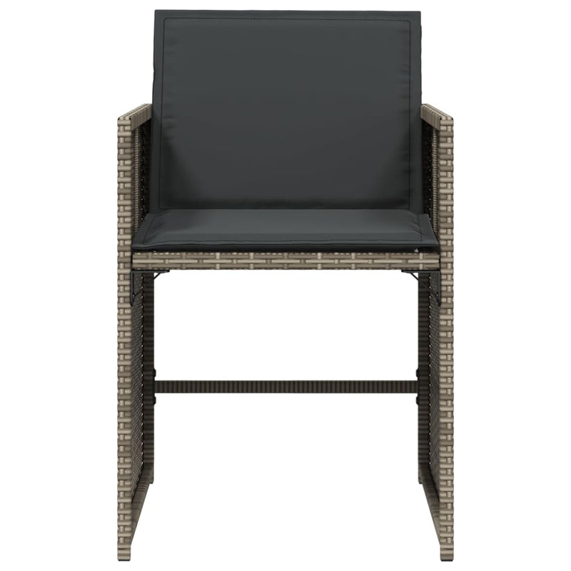 vidaXL Garden Chairs with Cushions 4 pcs Grey Poly Rattan