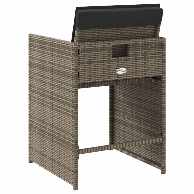 vidaXL Garden Chairs with Cushions 4 pcs Grey Poly Rattan