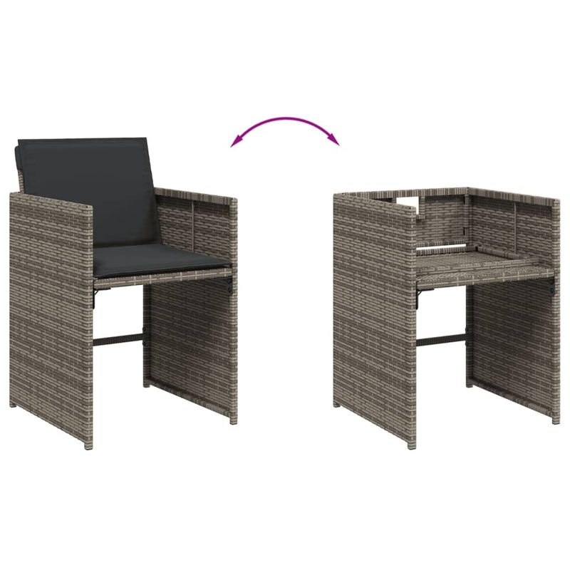 vidaXL Garden Chairs with Cushions 4 pcs Grey Poly Rattan