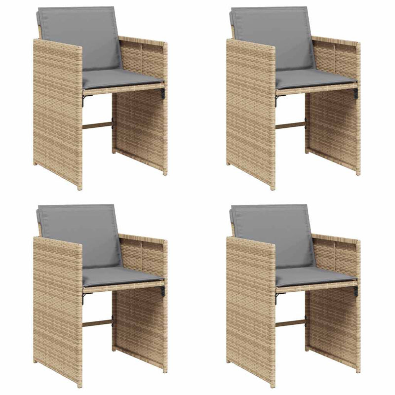 vidaXL Garden Chairs with Cushions 4 pcs Mix Beige Poly Rattan