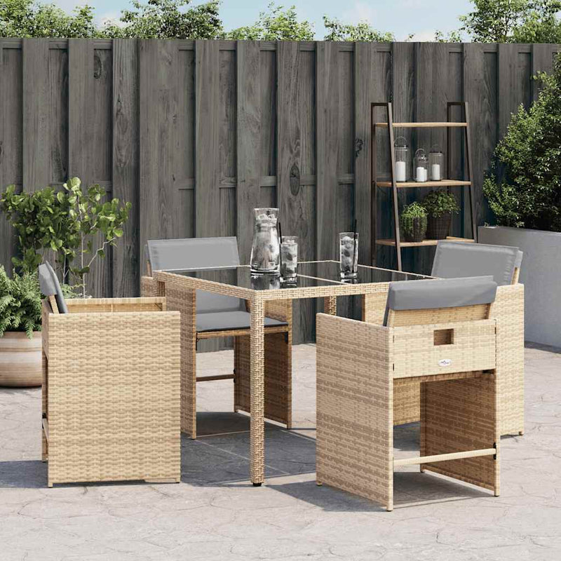 vidaXL Garden Chairs with Cushions 4 pcs Mix Beige Poly Rattan