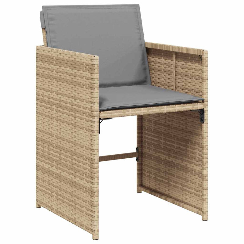 vidaXL Garden Chairs with Cushions 4 pcs Mix Beige Poly Rattan