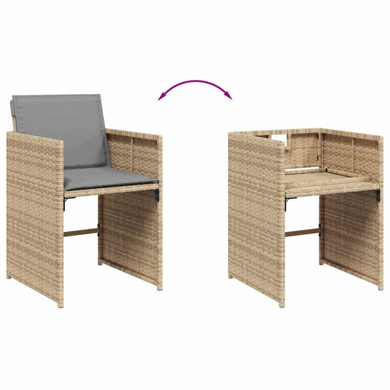 vidaXL Garden Chairs with Cushions 4 pcs Mix Beige Poly Rattan