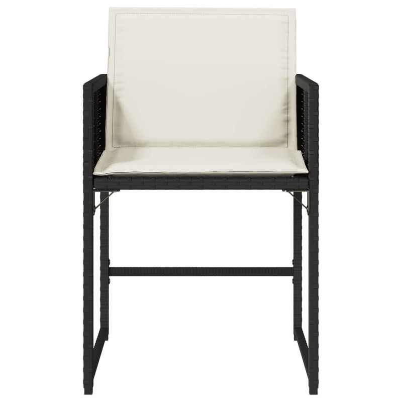 vidaXL Garden Chairs with Cushions 4 pcs Black Poly Rattan
