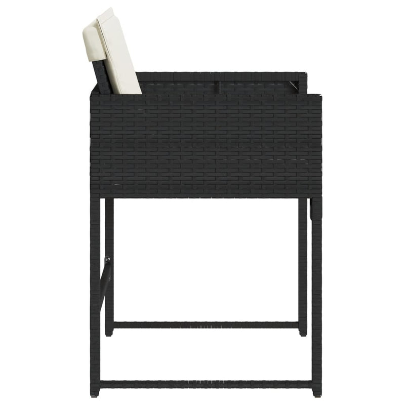 vidaXL Garden Chairs with Cushions 4 pcs Black Poly Rattan