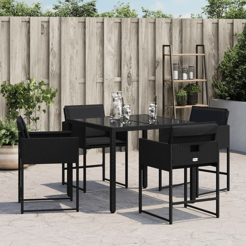 vidaXL Garden Chairs with Cushions 4 pcs Black Poly Rattan