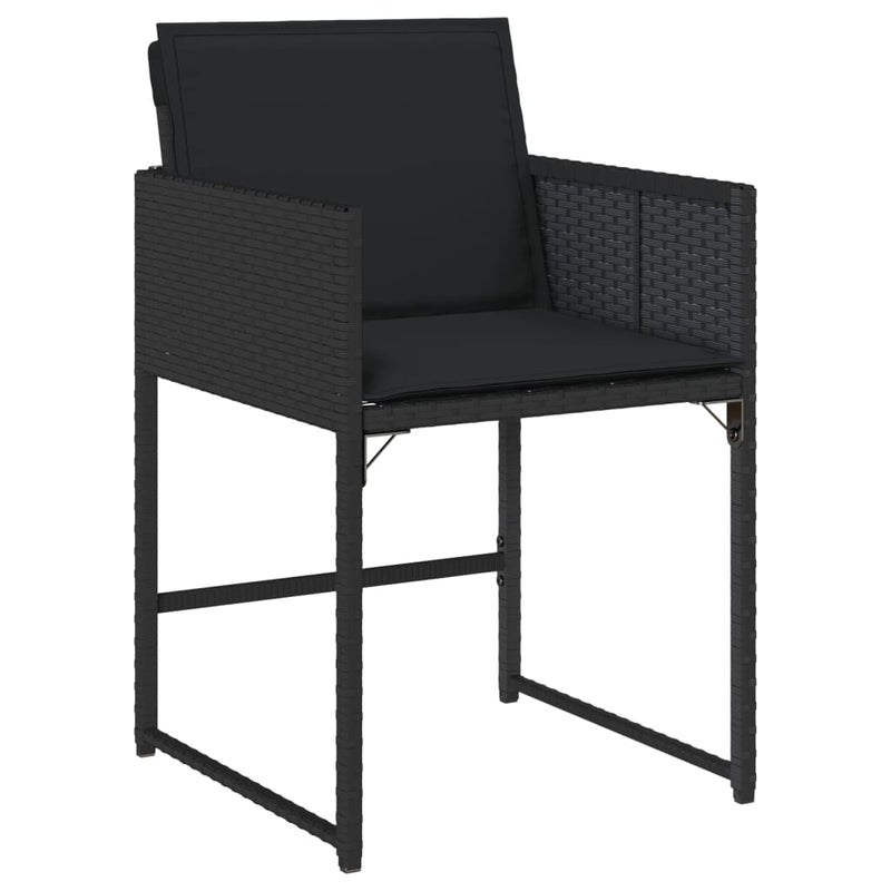 vidaXL Garden Chairs with Cushions 4 pcs Black Poly Rattan