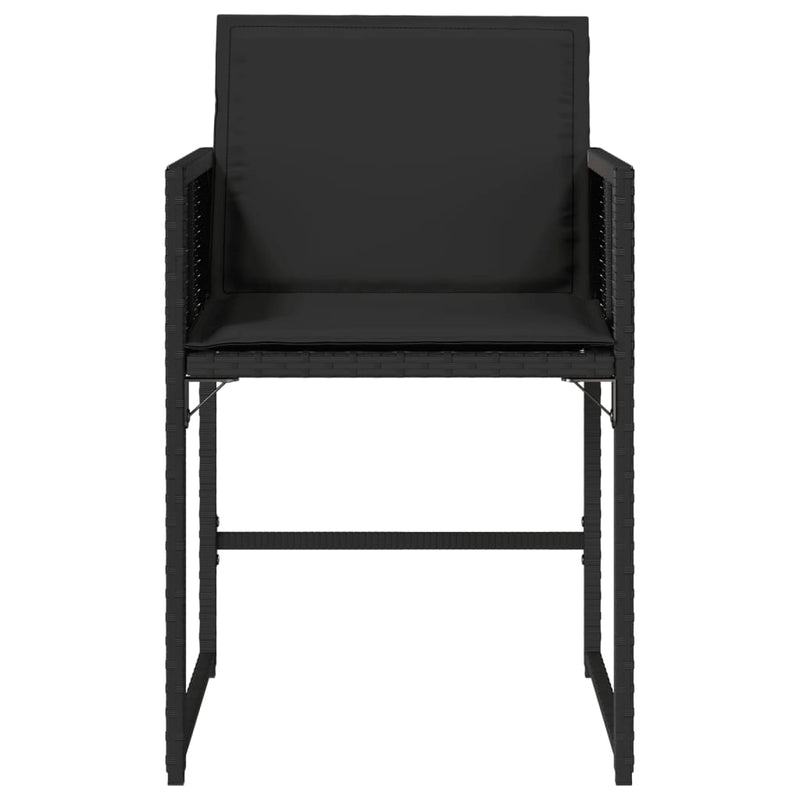 vidaXL Garden Chairs with Cushions 4 pcs Black Poly Rattan