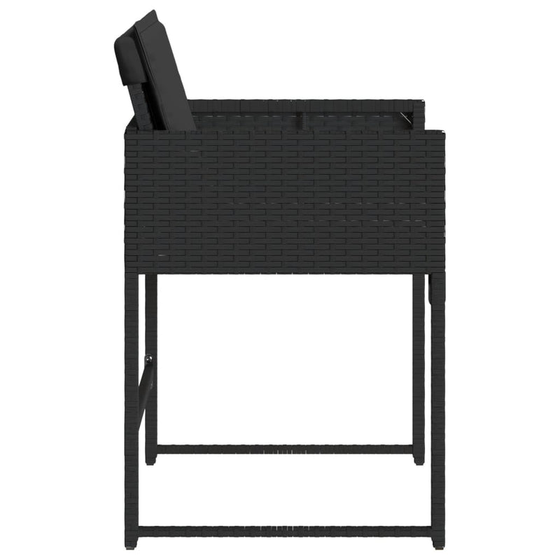 vidaXL Garden Chairs with Cushions 4 pcs Black Poly Rattan