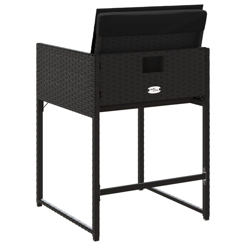 vidaXL Garden Chairs with Cushions 4 pcs Black Poly Rattan