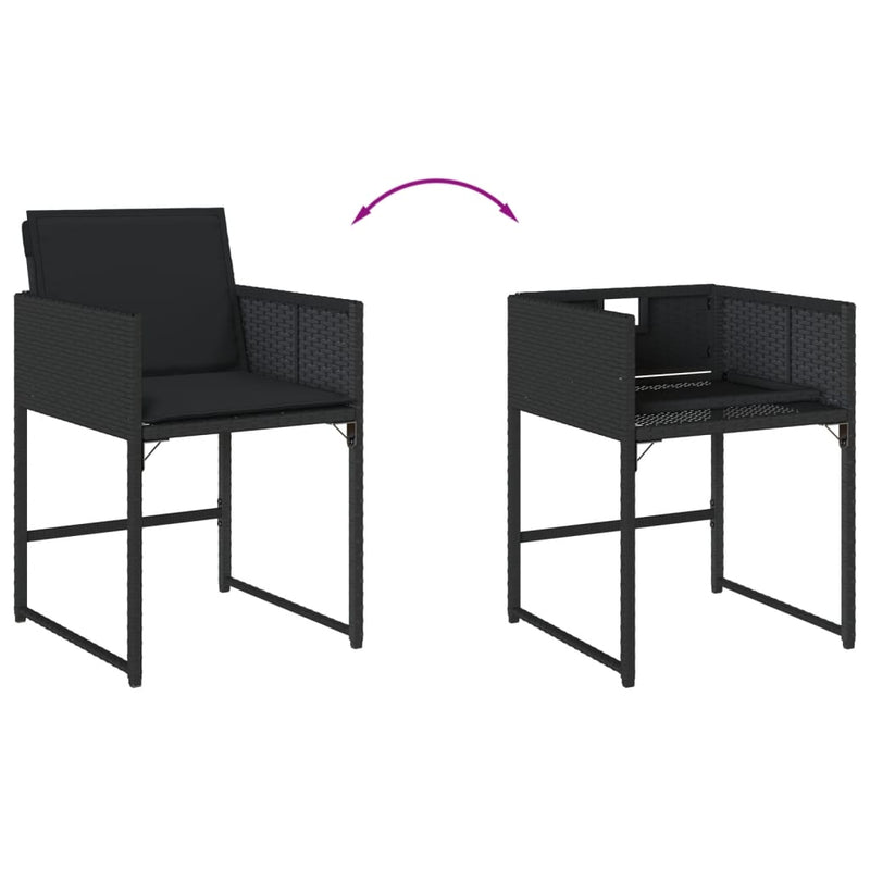 vidaXL Garden Chairs with Cushions 4 pcs Black Poly Rattan