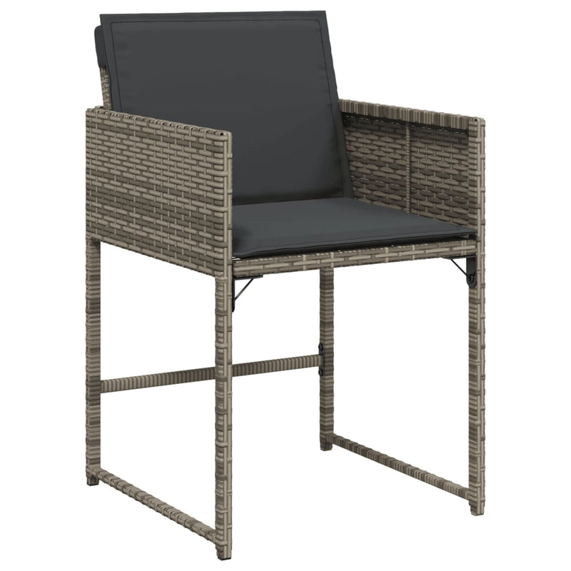 Garden Chairs with Cushions 4 pcs Grey Poly Rattan